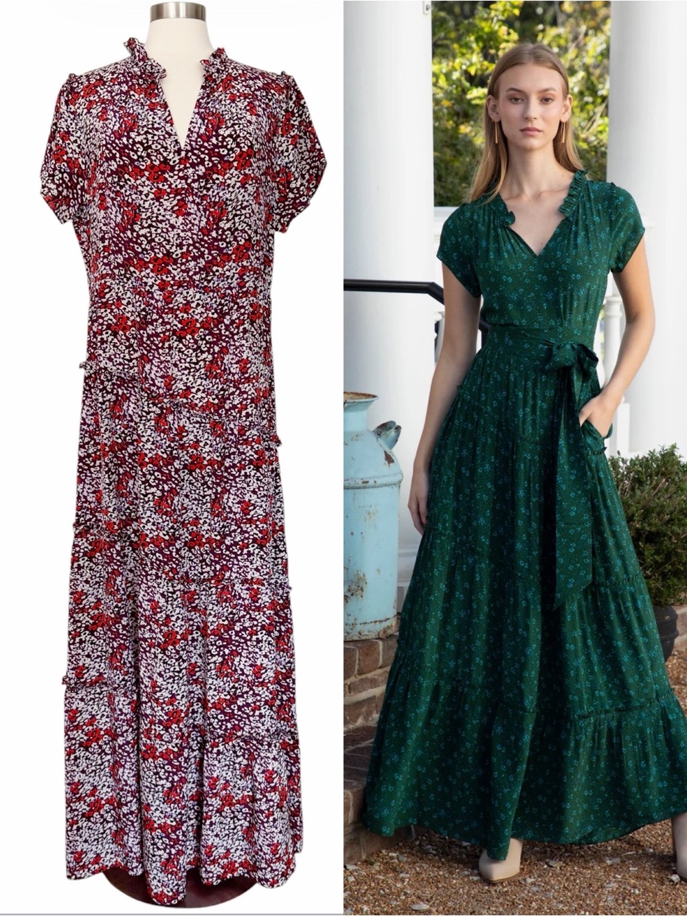 Rungolee Scarlette Silk V-Neck Maxi Dress Size XL NO BELT